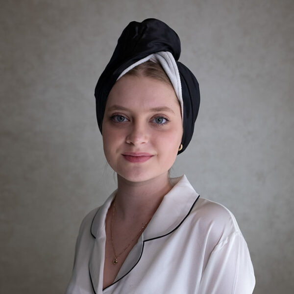 Daphne hedvábný turban na vlasy – černý onyx