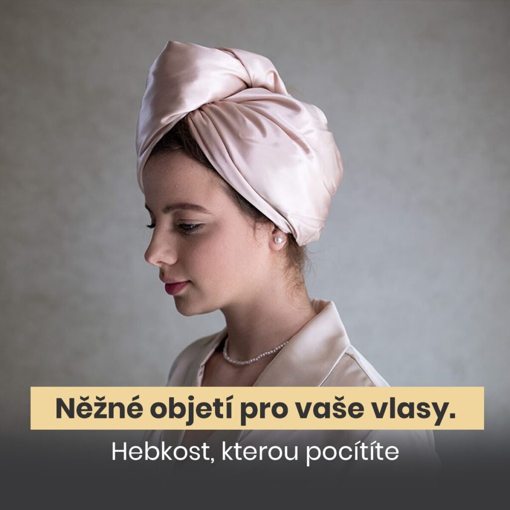 Ochranný turban ze 100% přírodního hedvábí pro zdravé a lesklé vlasy.