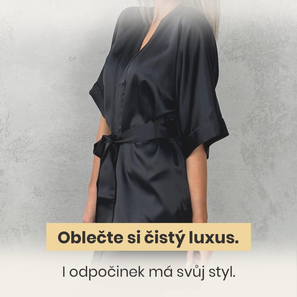 Monique luxusní hedvábný župan - černý onyx