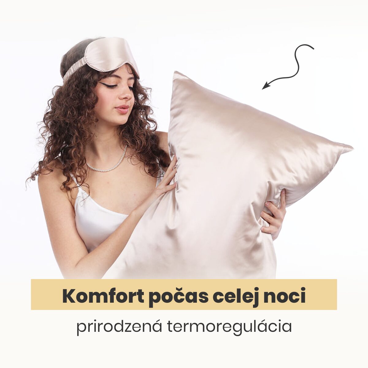 Detail hedvábného povlaku Zlaté champagne z morušového hedvábí