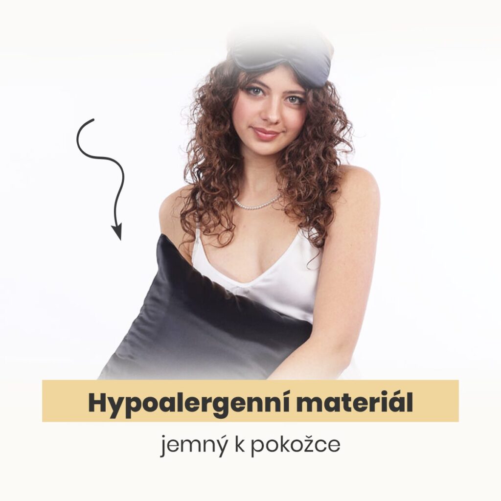 Prémiové hedvábné povlaky Černý ónyx – hustota 22 Momme, kvalita Grade 6A, OEKO-TEX® certifikace.