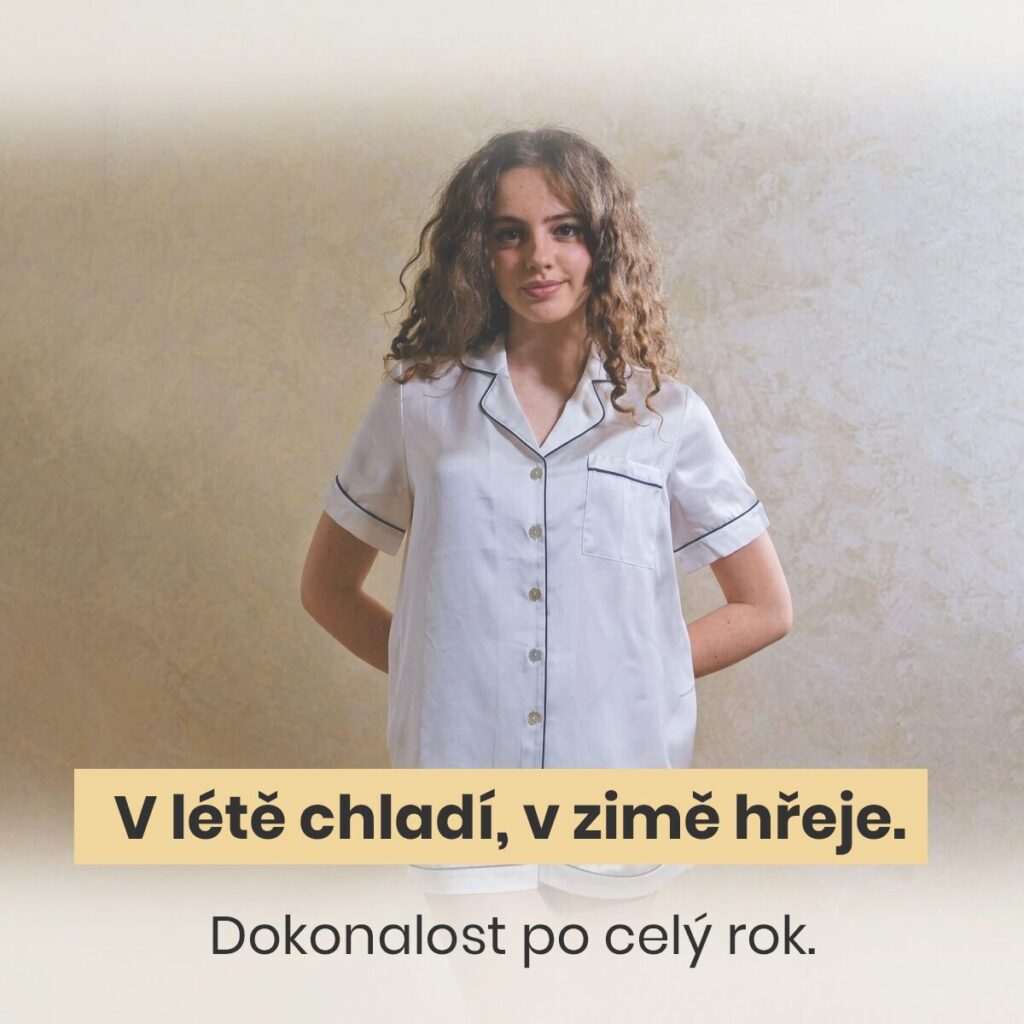 Sensual luxusní hedvábné pyžamo krátké - bílá perla (S,M,L,XL)
