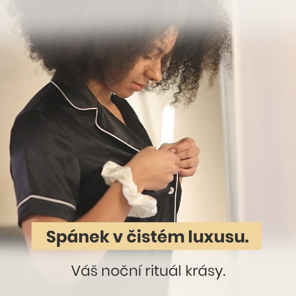 Sensual luxusní hedvábné pyžamo krátké - černý onyx (S,M,L,XL)