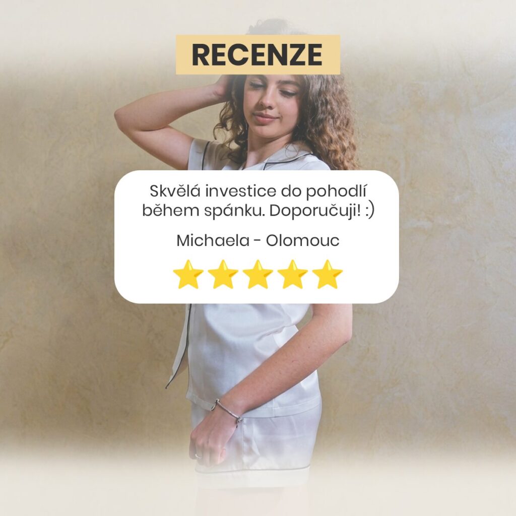 Recenzia - Sensual luxusní hedvábné pyžamo krátké - bílá perla (S,M,L,XL)