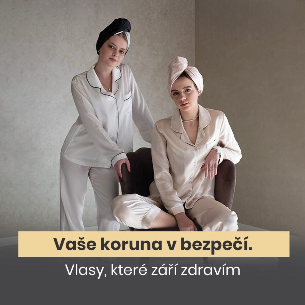 Dopřejte svým vlasům noční péči ve 100% hedvábí a probouzejte se s hladkým účesem bez krepovatění.