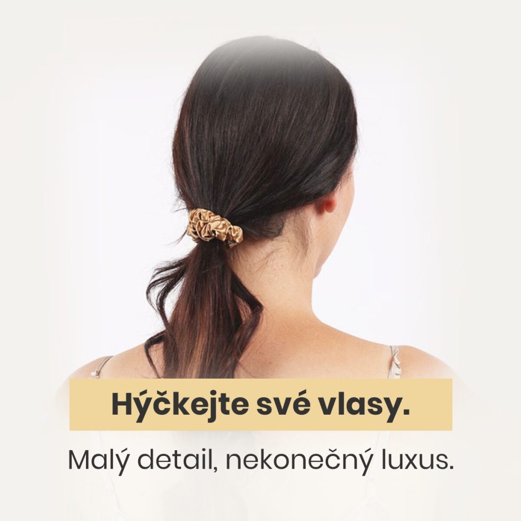 Set 3 hedvábné gumičky do vlasů – koňakový
