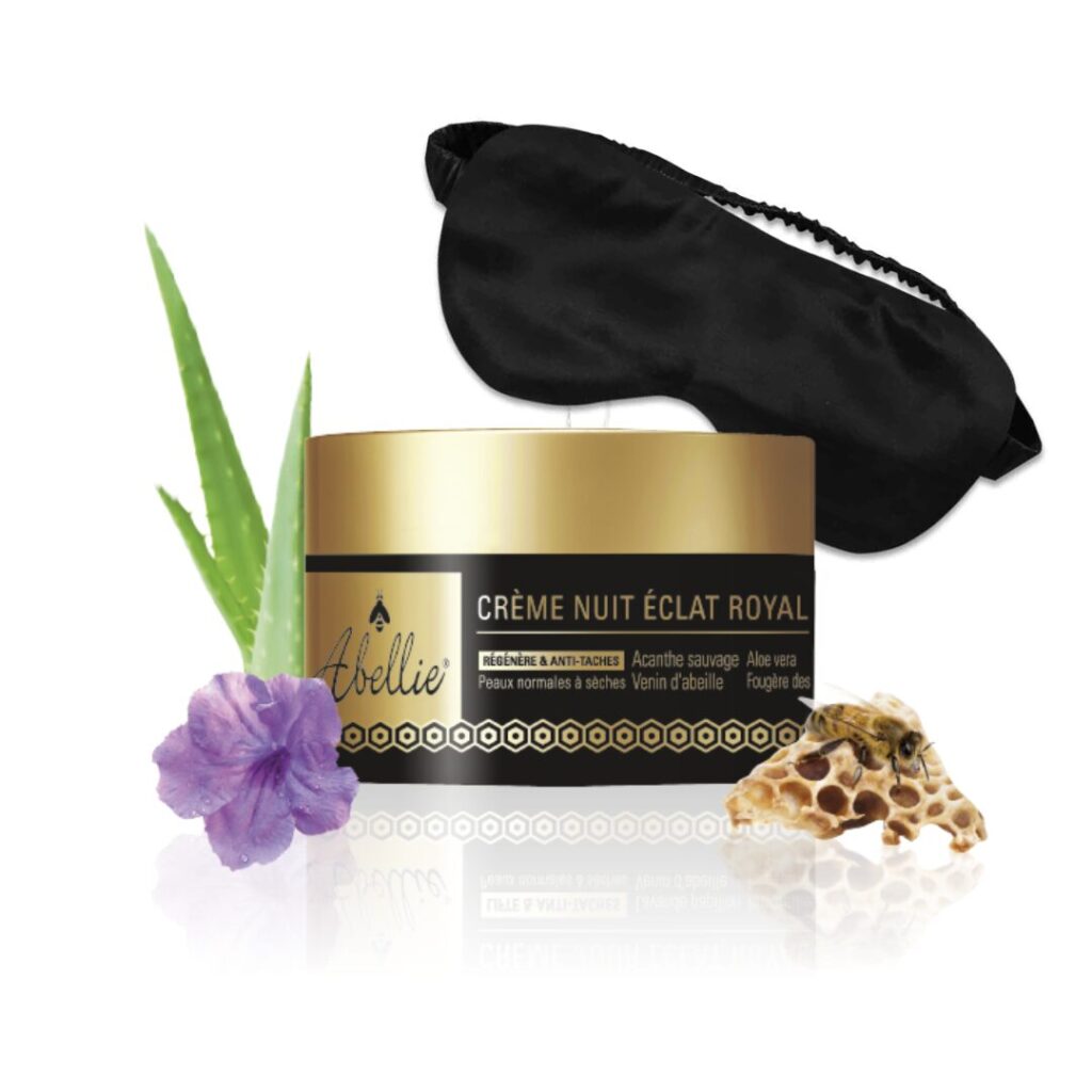 Noční krém s včelím jedem Éclat Royal® Radiance + hedvábná maska ​​na spaní