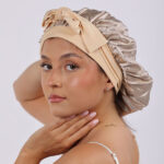 Hedvábný turban Royal pro krátké a středně dlouhé vlasy – zlatý champaign