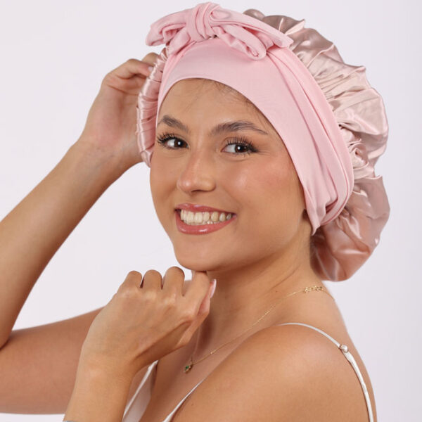 Luxusní turban Royal z morušového hedvábí – růžové zlato