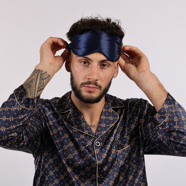 Hedvábná maska na spaní z pravého hedvábí v odstínu modrý topas