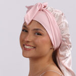 Hedvábný turban Royal pro dlouhé vlasy – Růžové Zlato