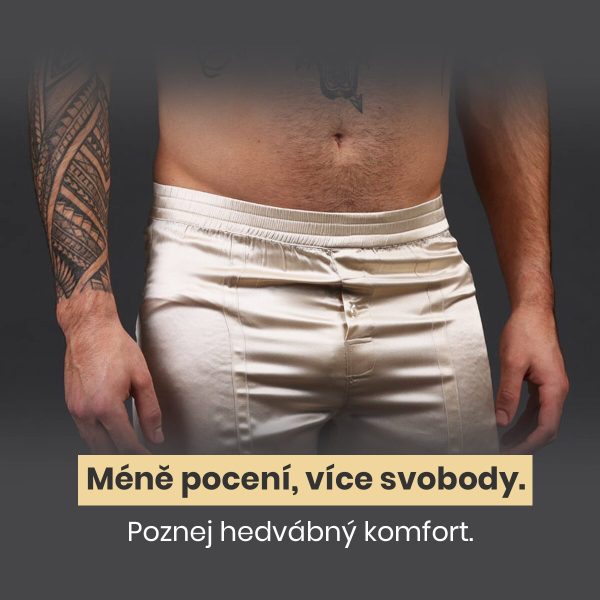 Pánské hedvábné boxerky - Zlatý champaign