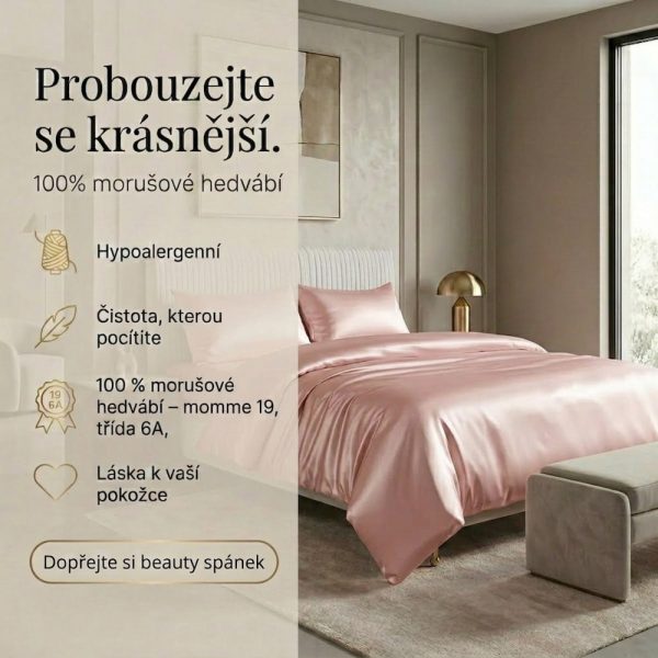Hedvábné povlečení na přikrývku – růžové zlato