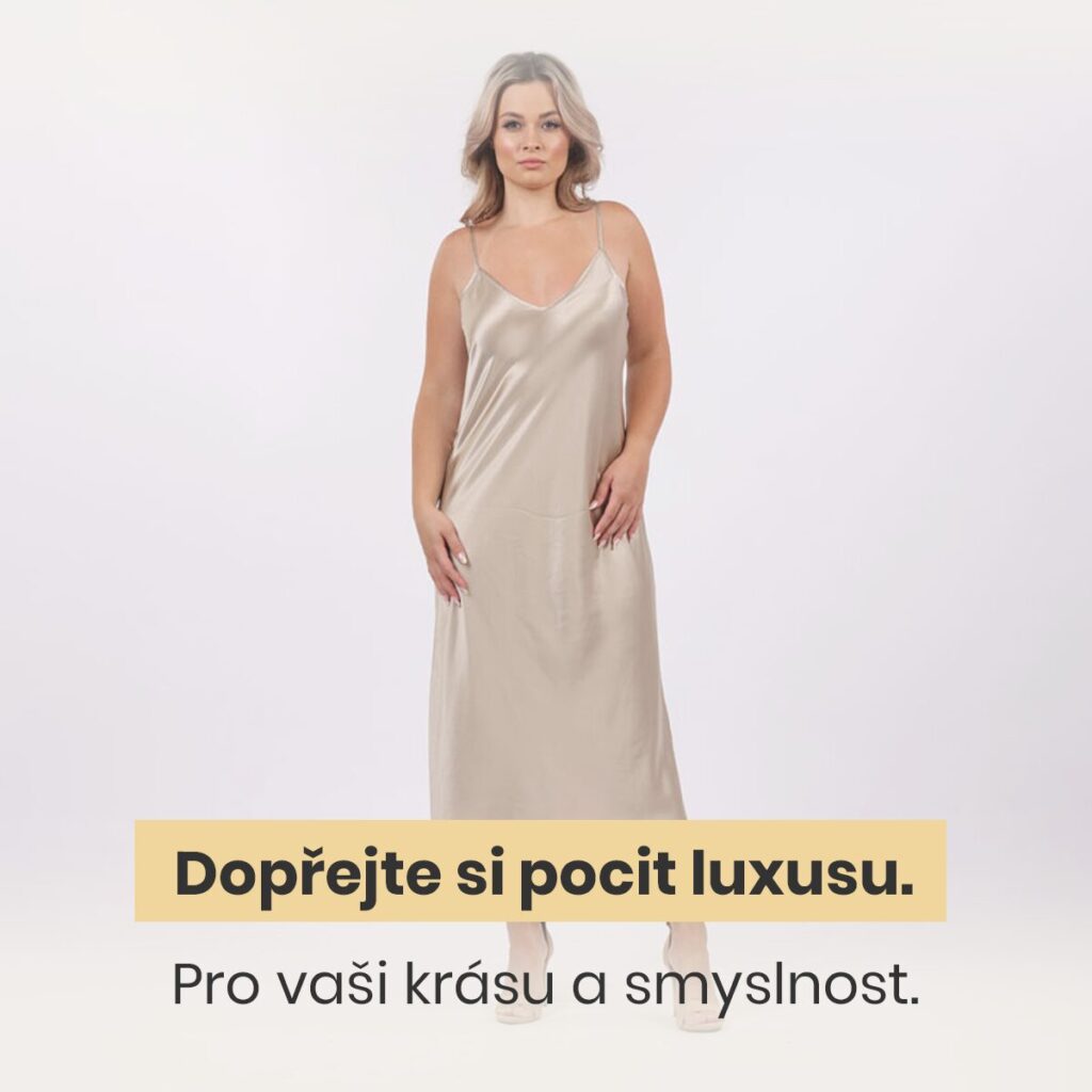 Adele hedvábné šaty- zlatý champaign (S, M, L, XL)