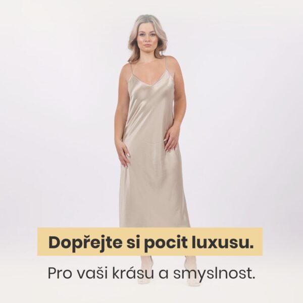Adele hedvábné šaty- zlatý champaign (S, M, L, XL)