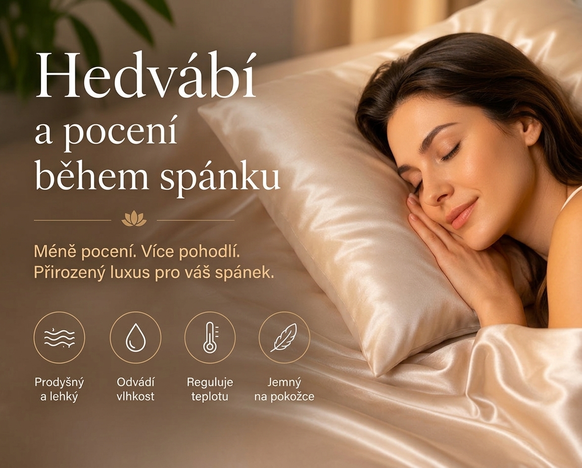 Hedvábí a pocení během spánku - Hedvábí je přirozeně prodyšné.