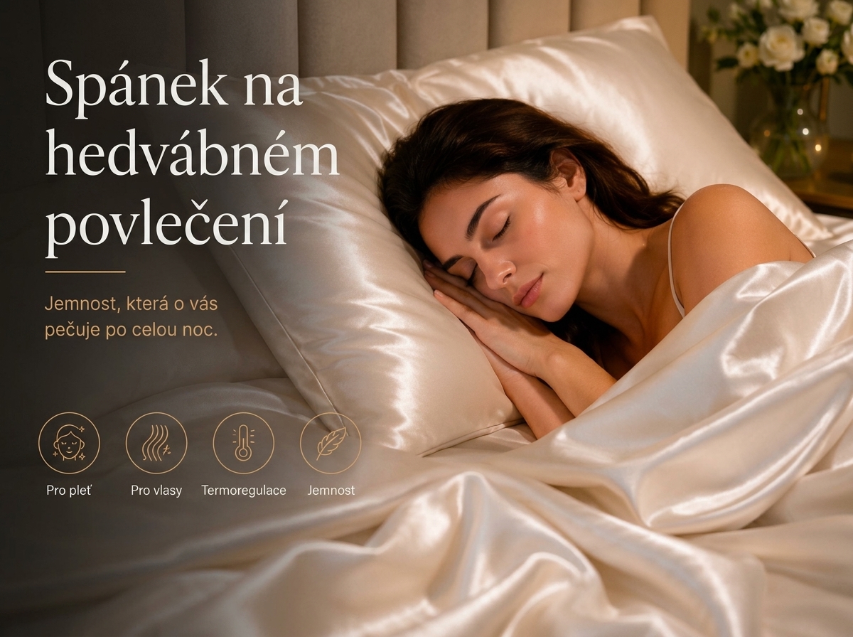 Spánek na hedvábném povlaku – žena spící na luxusním hedvábném povlečení