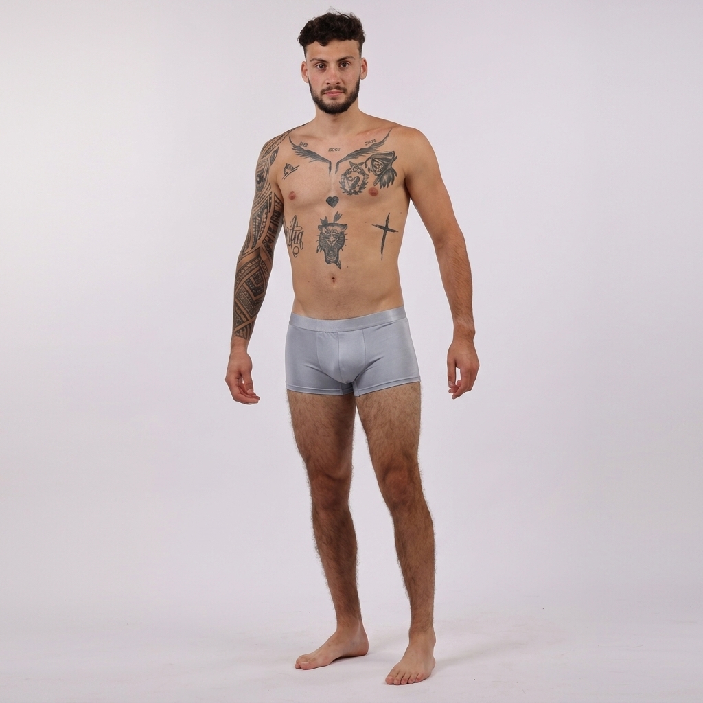 Pánské hedvábné boxerky s elastanem barva světle šedá