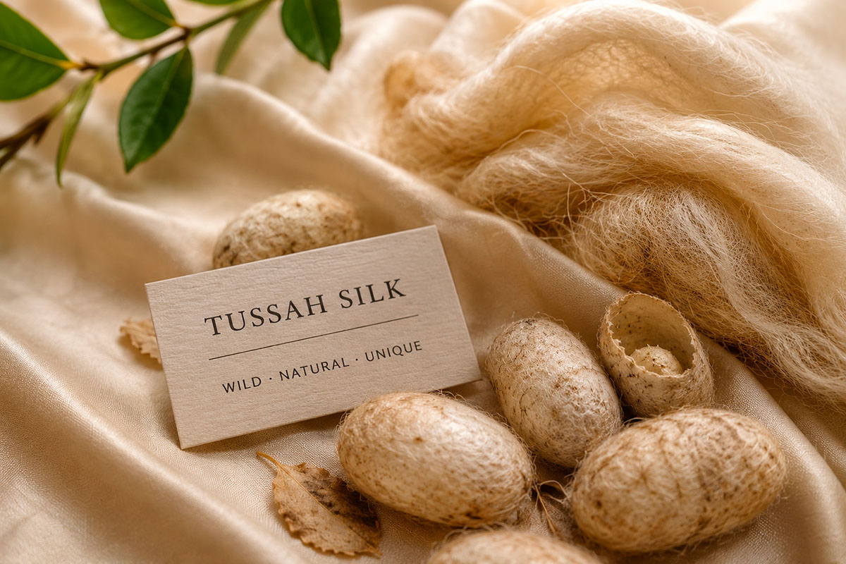 Tussah hedvábí – divoké hedvábí s přirozenou strukturou a hedvábnými kokony