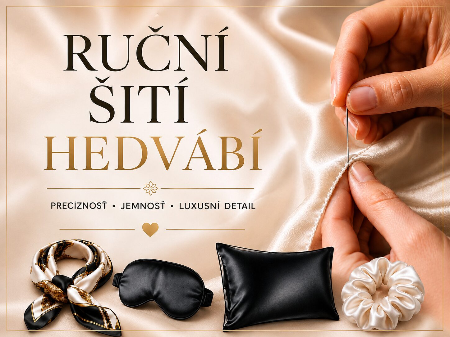 Ruční šití hedvábí – precizní šití jemné hedvábné látky a luxusních hedvábných produktů