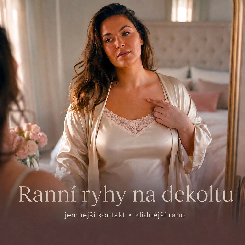 Ranní rýhy na dekoltu po spánku na boku – jemnější kontakt s hedvábným nočním oblečením