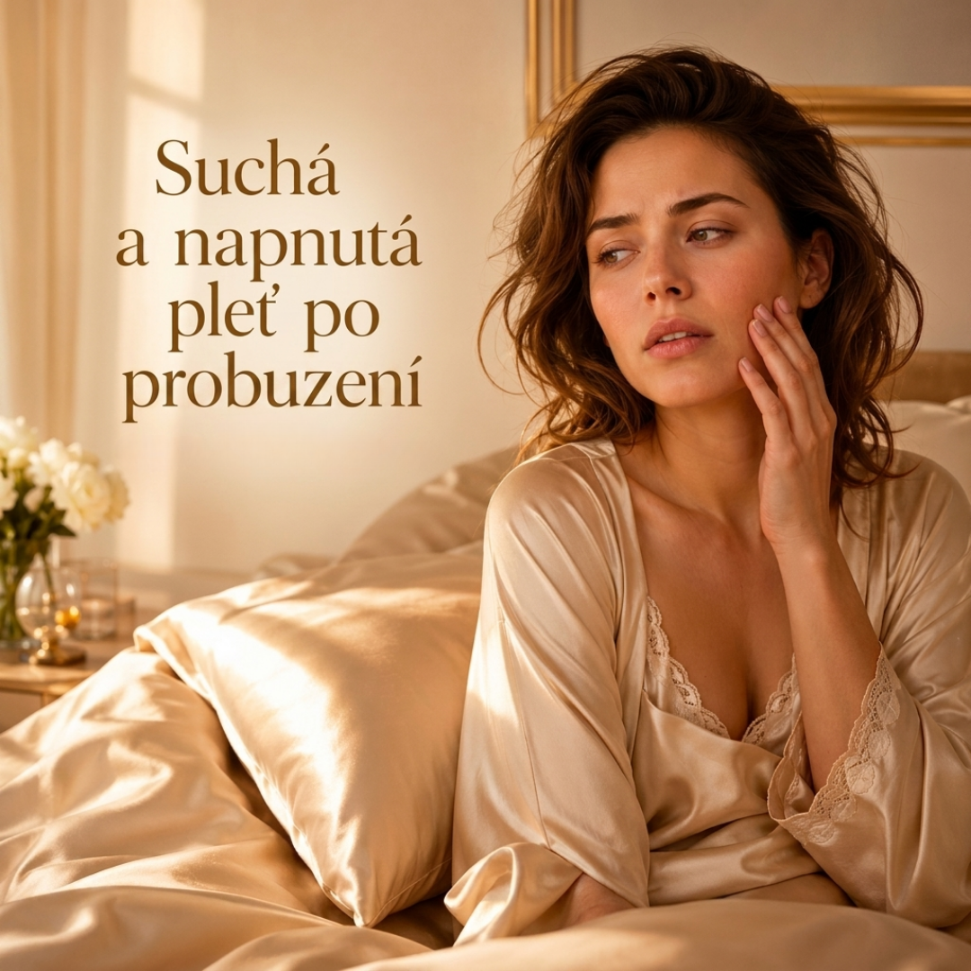 Červené tváře po spánku a otlačená pleť od polštáře